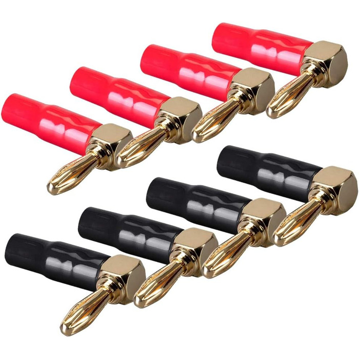 Гоайсер штекер бананний кутовий 24K позолочений для акустичних кабелів - (12 шт.) (4 пари)