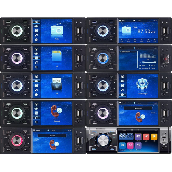 Автомобільна MP3-магнітола Creasono 1DIN з Bluetooth, TFT-дисплеєм, гучним зв'язком, 4x45 Вт