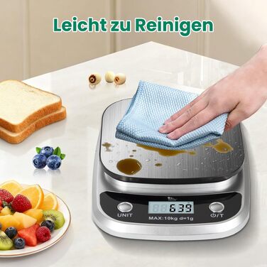 Цифрові кухонні ваги himaly до 10 кг з нержавіючої сталі, професійні ваги для випічки та готування з функцією тари та LCD-дисплеєм
