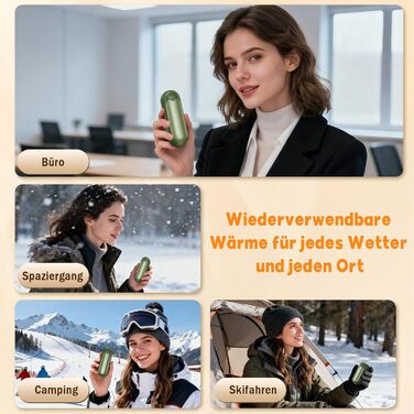 Електричні грілки для рук 2 шт. 7000mAh з 3 рівнями нагріву, портативні, з магнітним кріпленням, зимовий подарунок для жінок та чоловіків (2 шт., зелені)