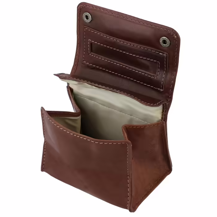 Gusti Tabaktasche Leather - Lutz Spinning Wheel Tobacco Pouch Fine Cut Pouch Brown Leather