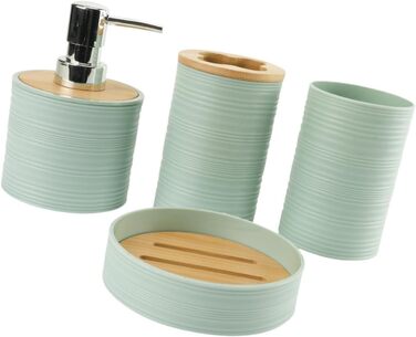 Набір аксесуарів для ванної кімнати Perfk: дозатор мила, тримач зубних щіток, стакан для ополіскувача, зелений