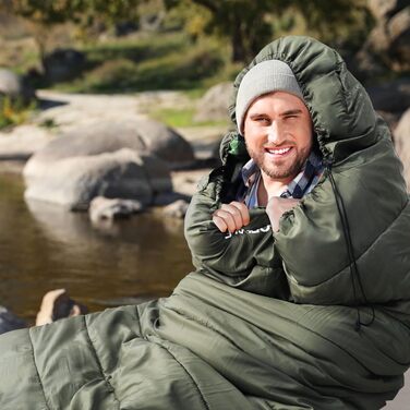 Сплячий мішок Outdoor Winter для дорослих, Extra Wide, 3-4 сезони, XXL, теплий бавовняний фланелевий спальний мішок для кемпінгу, піших прогулянок, пригод, 230*100 см, 0°C