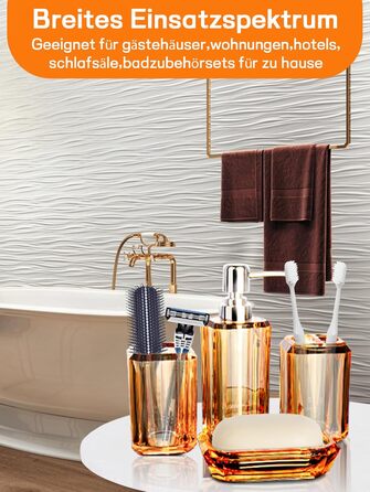 Набір аксесуарів для ванної кімнати, 4 шт. Акриловий набір для ванної: дозатор для лосьйону, стакан, тримач для зубних щіток, мильниця. Сучасний декор для ванної кімнати.