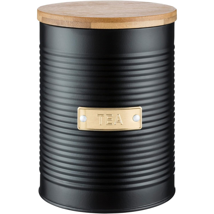 Контейнер для кави TYPHOON OTTO 1.4L з бамбуковим кришками та силіконовим ущільнювачем, декорований, з покриттям зі сталі. Підходить для кавових зерен, меленої кави та капсул. Також для чаю.