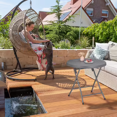 Relaxdays Folding Garden Table with Rattan Look