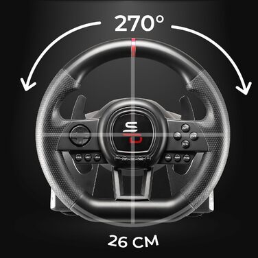 Superdrive SV650 Racing Wheel: Руль для гонок з педалями та перемиканням передач - сумісний з Xbox Series X/S, Switch, PS4, Xbox One, PC, PS3 (програмований)