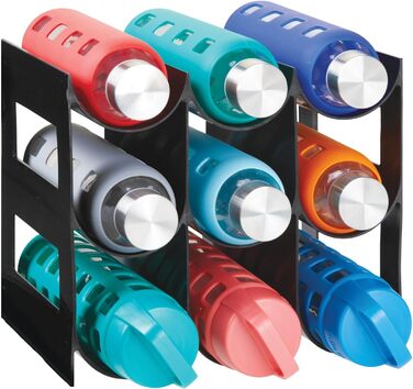 mDesign Practical Wine and Bottle Rack – Plastic Wine Rack Holds Up to 9 Bottles – Freestanding Shelf for Wine Bottles or Other Beverages – Black
