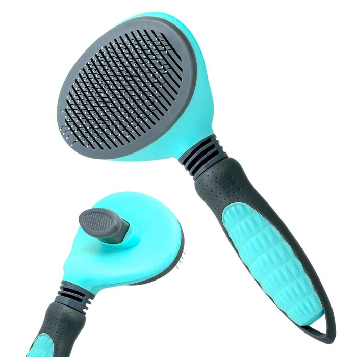 Щітка для собак та котів, видалення підшерстка, для довгої та короткої шерсті, зелена/блакитна