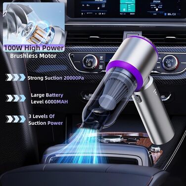 Бездротовий портативний пилосос Kedifoai: акумуляторний, 20000 Па, 4-в-1 для авто, дому, офісу та видалення шерсті тварин