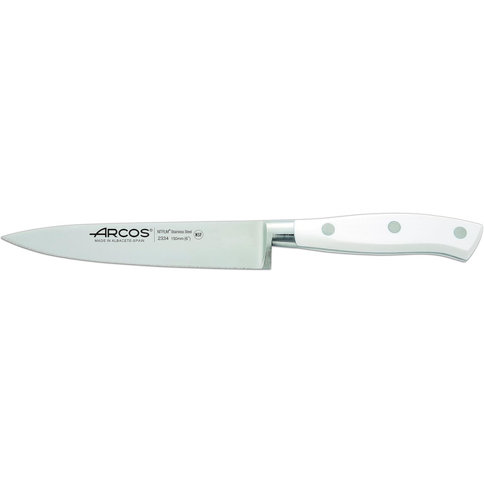 Набір ножів Arcos Riviera (5 шт.) з нержавіючої сталі, Santoku, 180 мм, рукоятка POM, білий (з підставкою)