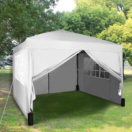 Pavilion with silver protective coating, waterproof, 3 x 3 m, White
