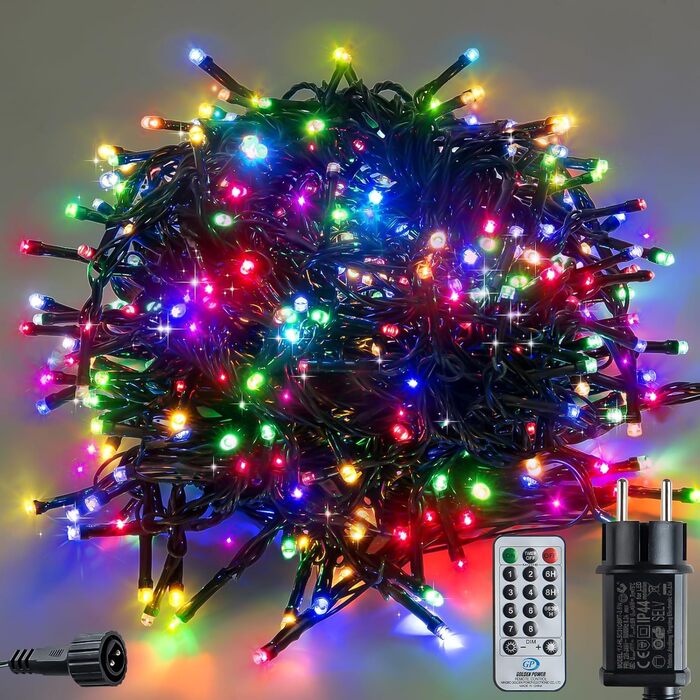 LED гірлянда 10м, 100 LED, тепле біле світло, для дому та саду, святкова прикраса, 8 режимів, таймер, вологостійка