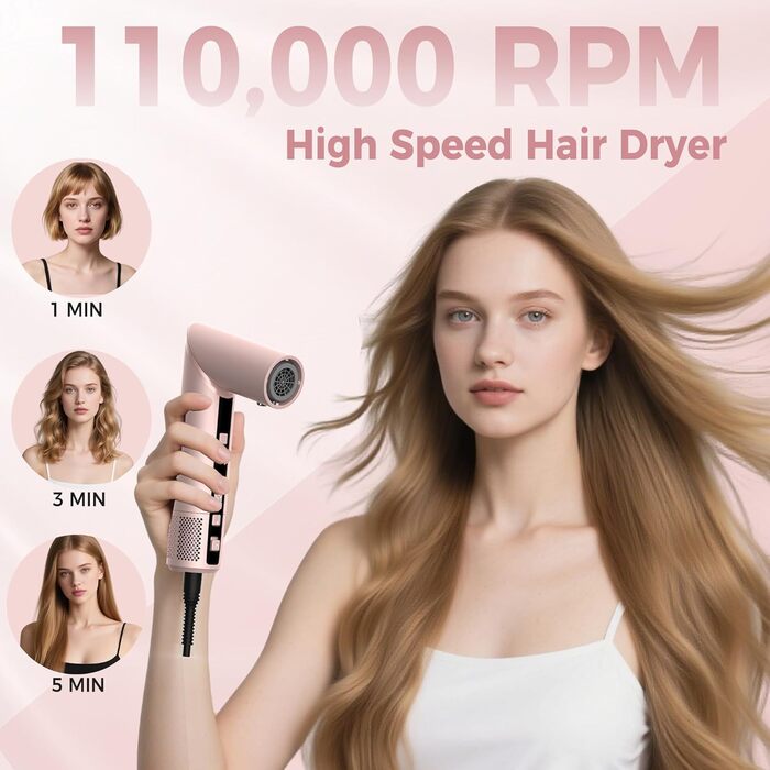 Pro Airbrush Air Styler 6 в 1: Фен-щітка, плойка, стайлер для волосся, 1000W (Червоний)