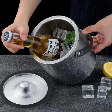 Ейскюбель з кришкою та лопаткою з нержавіючої сталі: ізольований ейскюбель для льоду, пива, секту, вино, напої, фрукти (2,2л)
