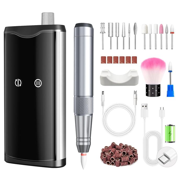 Професійний фрезер для нігтів ENGERWALL M95G: 40000 обертів/хв, акумулятор 24 год, бездротовий електричний фрезер для гелю та акрилу, LCD дисплей, турбо двигун