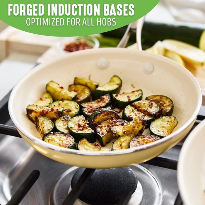 Набір посуду GreenLife Artizan 12 предметів з керамічним антипригарним покриттям, індукційний, безпечний (PFAS-free), сумісний з духовкою, можна мити в посудомийній машині, жовтого кольору