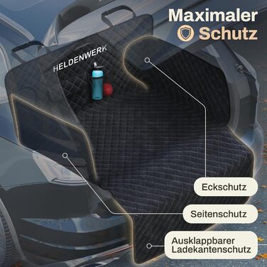 Захист для багажника авто для собак HELDENWERK: водовідштовхуючий, антиковзкий, з захистом бокових панелей та краю, універсальний, чорний (преміум, стеганий)