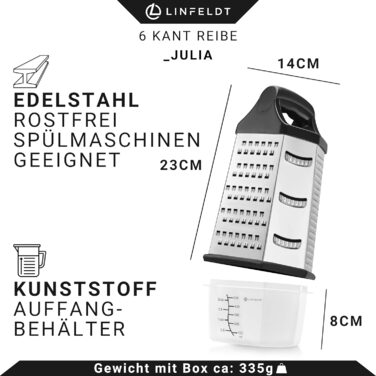 Терка кухонна зі сталі нержавіючої з контейнером, 23x14 см. Багатофункціональна терка для кухні, безпечна та зручна у використанні.