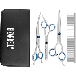 Професійний набір для догляду за собаками Bizzarre.ly – набір інструментів для грумінгу собак та домашніх тварин. Включає ножиці для шерсті, ножиці для фінальної обробки, вигнуті ножиці та гребінець для собак та котів.