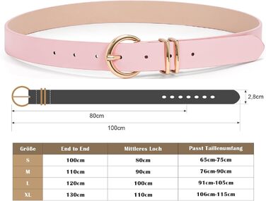 Жіночий шкіряний ремінь JasGood з золотою пряжкою, 120 см (підходить для талії 91-105 см)