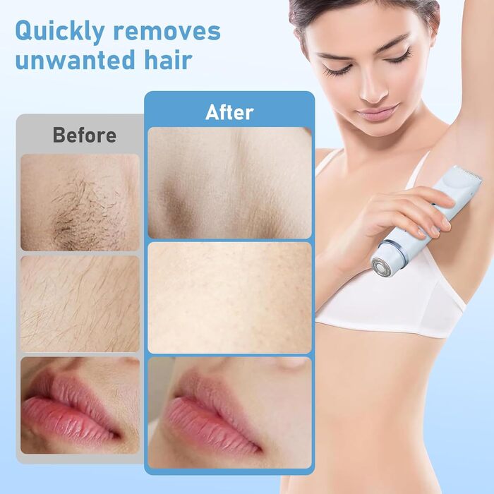 Електричний жіночий епілятор 2-в-1, Dual-Head, вологостійкий для обличчя, тіла, ніг та бікіні (Блакитний)