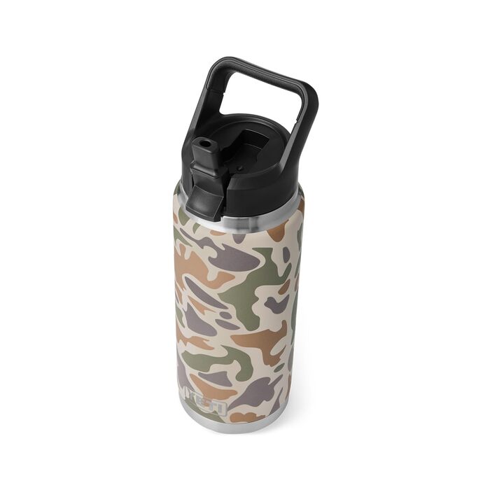 Термос-пляшка YETI Rambler 750 мл з вакуумною ізоляцією, нержавіюча сталь, з кришкою та трубочкою, колір Black Stone (світло-коричневий камуфляж)