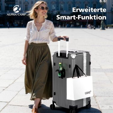 Чемодан ALPHA CAMP XL з алюмінієвим каркасом та полікарбонатною оболонкою, TSA-замок, 40x36x77 см, 93 л, темно-сірий, для подорожей