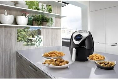 Ariete Air Fryer XXL 4618, Hot Air Fryer 7 Liter, 60-Minute Timer, LCD and Touchscreen with 7 Cooking Levels, Maximum Temperature 200° C, Capacity 2.5Kg, 1800W, Black Black