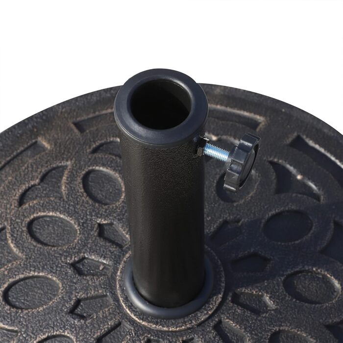 Outsunny Granite Parasol Stand 14kg, Umbrella Stand Grips, Round Umbrella Holder, Umbrella Weight for Parasol 38mm/48mm Tube Diameter, for Balcony, Terrace, Garden, Bronze