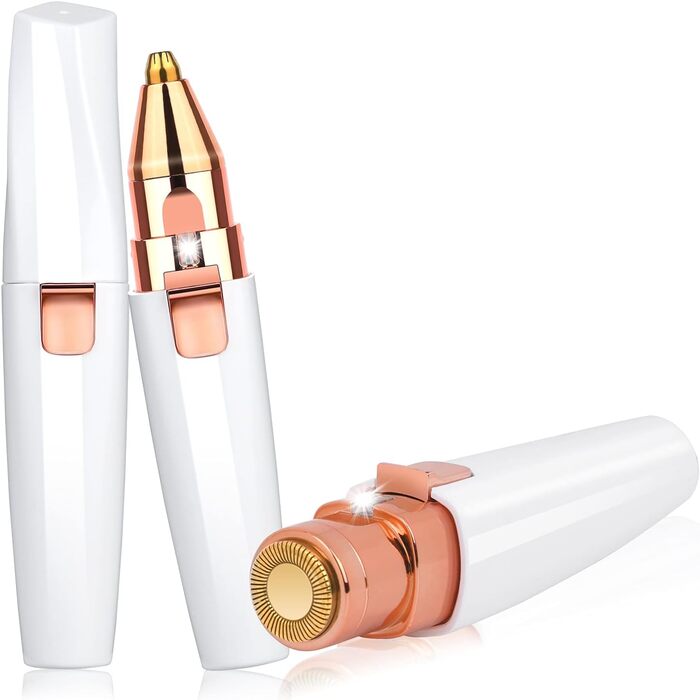 Електричний тример для видалення волосся URAQT 2-в-1: для обличчя, тіла, брів, губ та підборіддя. Вбудоване LED-підсвічування.