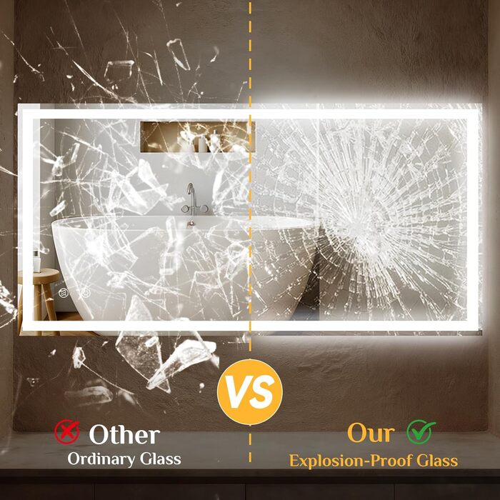 Дзеркало для ванної кімнати Clevich з підсвічуванням 70x50 см, LED, 3 кольори світла, регулювання яскравості, захист від вибуху, сенсорне керування, пам'ять, антизапар, для ванної кімнати