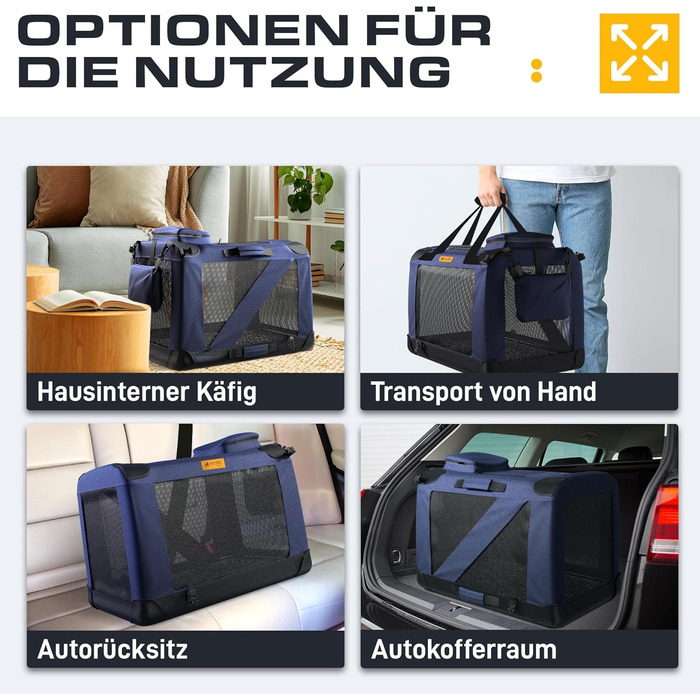 Транспортна переноска для собак та котів, складна, велика (L), 72 x 52 x 52 см