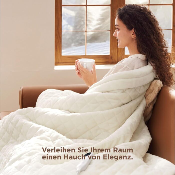 Електрична ковдра BEDSURE з автовимкненням, 130x180 см, сіра. 6 режимів нагріву, таймер 10 годин. Ідеальний подарунок для жінок та мами.