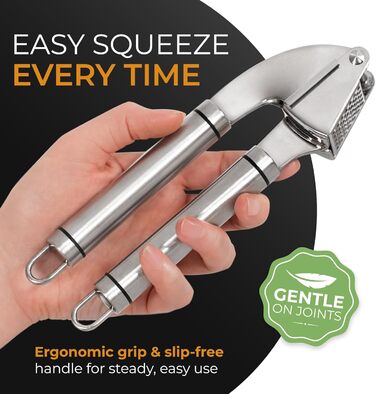 Преміум-прес для часнику ORBLUE з нержавіючої сталі – професійний, легко миється, сріблястий