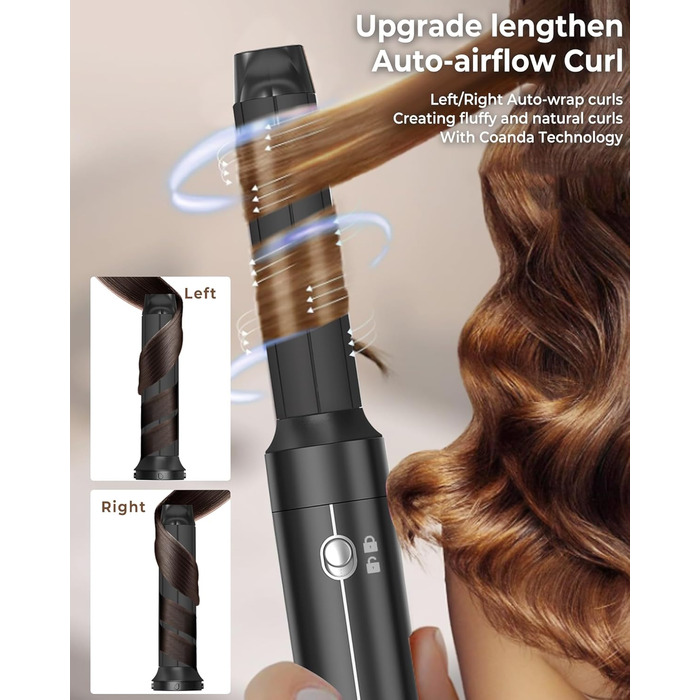 UKLISS Air Styler 7 в 1: Фен-щітка з 7 насадками для сушіння, локонів та об'єму. Іонізація, чорний