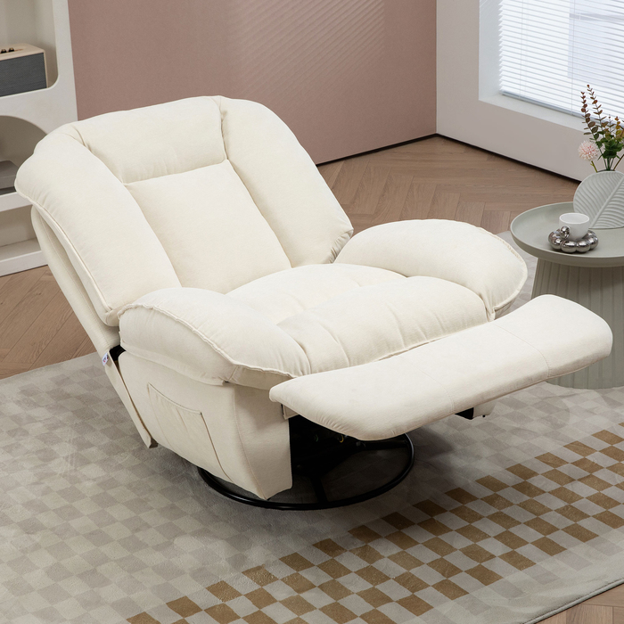 HOMCOM Reclining TV Chair with Swivel Function, Rocker Function, 360° Swivel TV Chair with Pocket Spring, Footrest and Side Pocket | Aosom