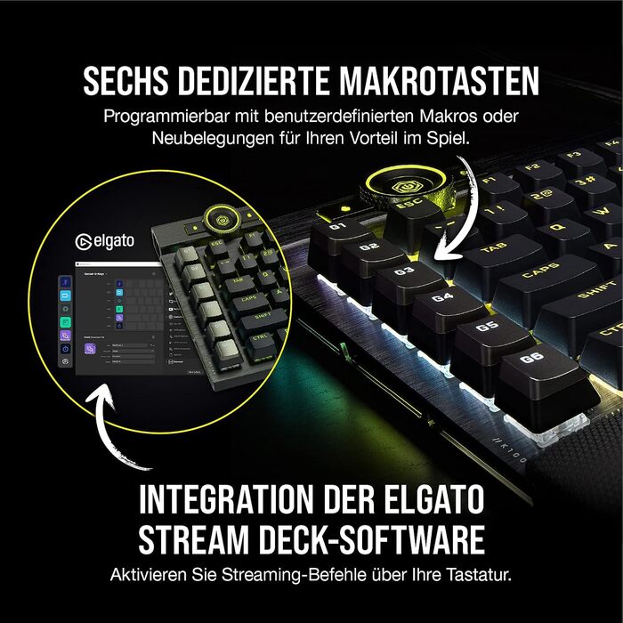 Механічна ігрова клавіатура Corsair K100 RGB з клавішами Cherry MX Low Profile, Bluetooth, сумісна з iCUE, QWERTZ DE, чорна