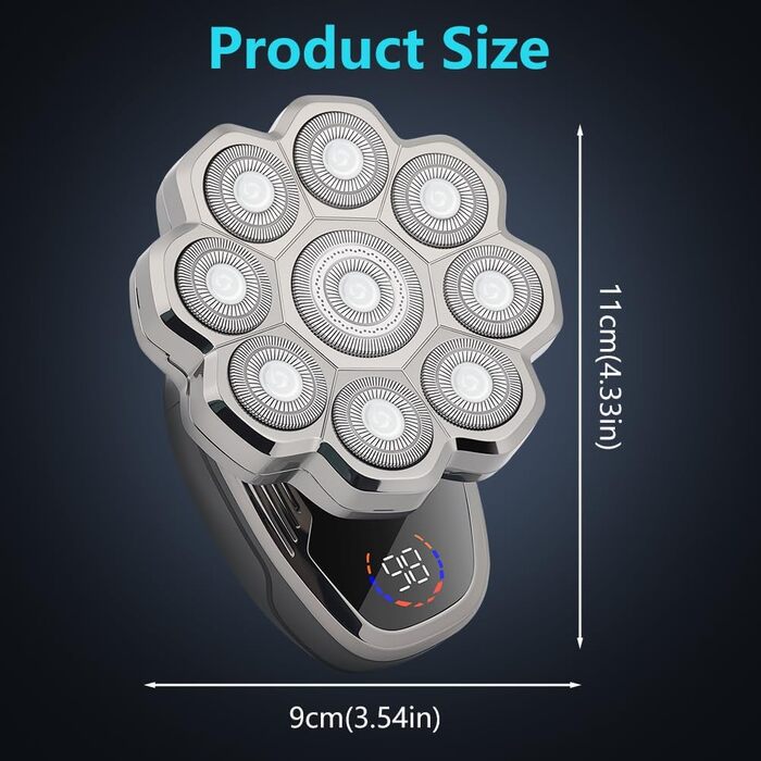 Електричний чоловічий голкострум OFFCUP Glatzen з 9D головками, водонепроникний (IPX6), з тримером для носа, LED дисплеєм, бездротовий