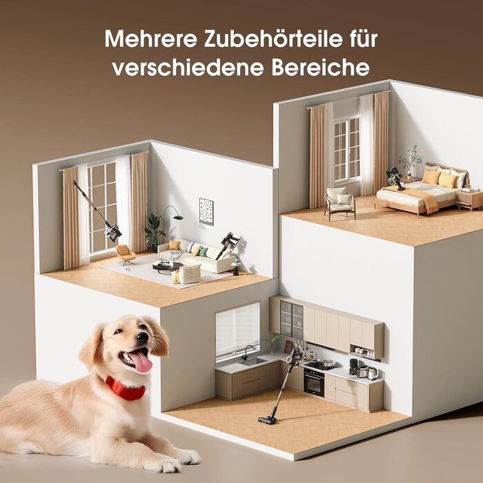 Бездротовий пилосос P2 Akku Sauger Stabstaubsauger: потужний, для тварин, килимів, твердих підлог, з антизаплутувальною щіткою та зеленим підсвічуванням