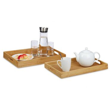 Relaxdays Serving Tray 2-Piece Bamboo Set