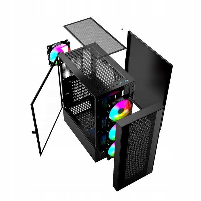 Ігровий корпус для ПК Gembird Fornax 4000 ARGB ATX Midi Tower, скло, чорний