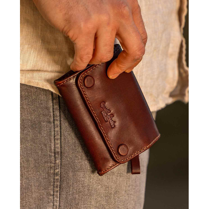 Gusti Tabaktasche Leder - Lutz Vegetable-tanned Ladies and Gentlemen Tobacco Pouch Rotating Pouch Tobacco Bag Fine Cut Pouch Brown Leather