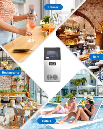 Льодогенератор Wilprep з автоочищенням, 22 кг/24 год, нержавіюча сталь, LCD-дисплей - для дому, офісу, ресторану, бару