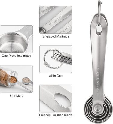 Smithcraft Measuring Cup and Spoon Set, Copper Measuring Cups and Spoons for Baking and Kitchen, Stainless Steel Measuring Cups and Spoons for Dry and Liquid Ingredients, Metal, 7 Measuring Cups and 6 Spoons