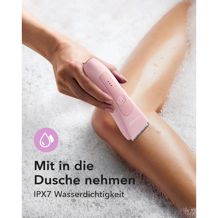 Електричний жіночий депілятор для інтимної зони з 3 захисними насадками та змінними керамічними лезами, тример для жінок (рожевий)