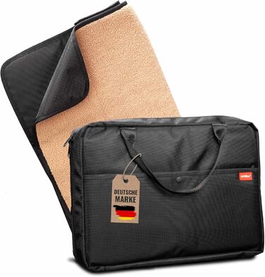 Килимок для собак Achilles Reisedecke, м'який, з імітацією овечої вовни, 100x70 см, чорний, для подорожей, з сумкою, можна прати