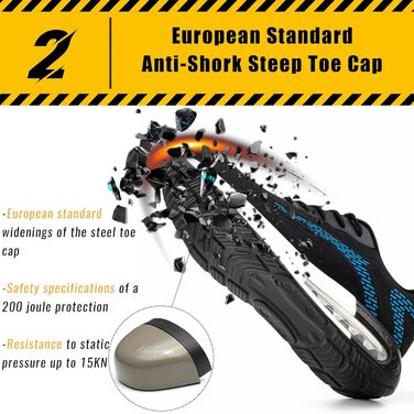 Черевики робочі Hitmars Unisex, самозатягування, розмір 36-46, блакитні