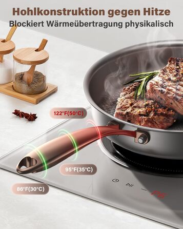 Пательня сталева 28 см Titan, не покрита, індукційна, з ручкою з рожевого золота, 18/10, для всіх типів плит та посудомийки, без PTFE/PFOA