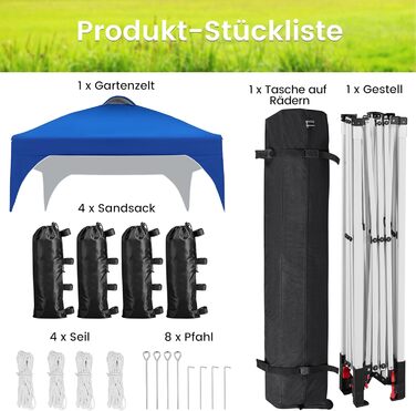 Yaheetech Pop-Up Gazebo 2.4 x 2.4 m, Height Adjustable Garden Gazebo, Waterproof & Sun Protection Party Tent Garden Tent with Rolling Carry Bag for Outdoor Market Garden Yard, Blue